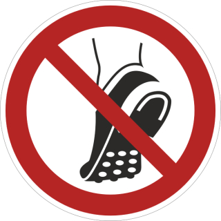 Rote Verbotsschilderer - Metallbeschlagende Schuhwerk verboten