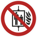 Rote Verbotsschilderer - Aufzug im Brandfall nicht benutzen