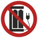 Rote Verbotsschilderer - Batterien nicht wiederaufladen