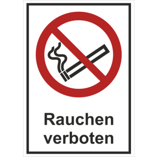 Verbotskombischild Rauchen verboten - selbstklebende Folie mit transparentem Schutzlaminat