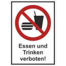 Verbotskombischild Essen und Trinken verboten -...