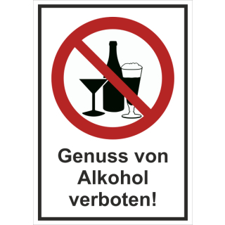 Verbotskombischild Genuss von Alkohol verboten - selbstklebende Folie mit transparentem Schutzlaminat