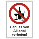 Verbotskombischild Genuss von Alkohol verboten -...