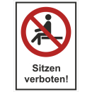 Verbotskombischild Sitzen verboten - selbstklebende Folie...