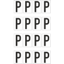 Weiße Buchstabenaufkleber P für Regal- und Lagerkennzeichnung