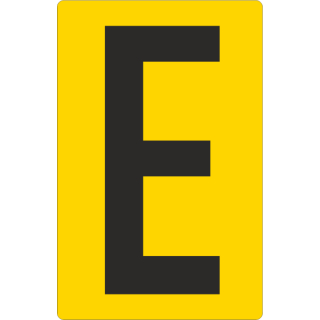 Gelbe Buchstabenaufkleber E für Regal- und Lagerkennzeichnung