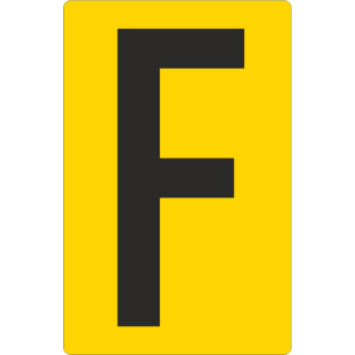Gelbe Buchstabenaufkleber F für Regal- und Lagerkennzeichnung