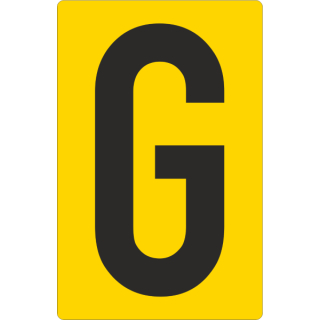 Gelbe Buchstabenaufkleber G für Regal- und Lagerkennzeichnung