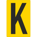 Gelbe Buchstabenaufkleber K für Regal- und Lagerkennzeichnung