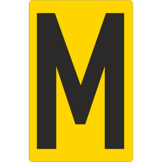 Gelbe Buchstabenaufkleber M für Regal- und Lagerkennzeichnung