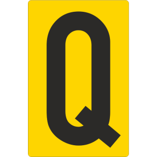 Gelbe Buchstabenaufkleber Q für Regal- und Lagerkennzeichnung