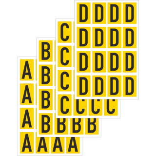 Gelbe Buchstabenaufkleber A bis Z als Set für Regal- und Lagerkennzeichnung