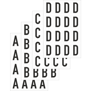 Weiße Buchstabenaufkleber A bis Z als Set für Regal- und Lagerkennzeichnung