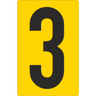 Gelbe Zahlenaufkleber 3 für Regal- und Lagerkennzeichnung