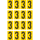 Gelbe Zahlenaufkleber 3 für Regal- und...