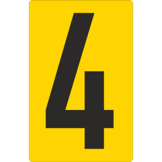 Gelbe Zahlenaufkleber 4 für Regal- und Lagerkennzeichnung