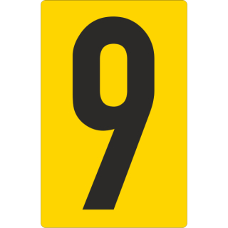 Gelbe Zahlenaufkleber 9 für Regal- und Lagerkennzeichnung