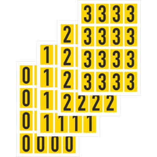 Gelbe Zahlenaufkleber 0 bis 9 als Set für Regal- und Lagerkennzeichnung