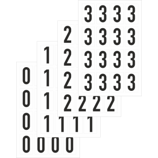 Weiße Zahlenaufkleber 0 bis 9 als Set für Regal- und Lagerkennzeichnung