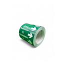 Rohrleitungskennzeichnung als Banderolen für Rohre über 50 mm Ø mit Text Klimakaltwasser RL in grün weiß - 33 Meter Rollenlänge und 115 mm Bandbreite