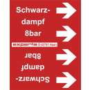 Rohrleitungskennzeichnung als Banderolen für Rohre über 50 mm Ø mit Text Schwarzdampf 8 bar in rot weiß - 33 Meter Rollenlänge und 115 mm Bandbreite