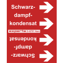 Rohrleitungskennzeichnung als Banderolen für Rohre über 50 mm Ø mit Text Schwarzdampfkondensat in rot weiß - 33 Meter Rollenlänge und 115 mm Bandbreite