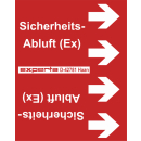 Rohrleitungskennzeichnung als Banderolen für Rohre über 50 mm Ø mit Text Sicherheitsabluft (EX) in rot weiß - 33 Meter Rollenlänge und 115 mm Bandbreite