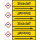 Rohrleitungskennzeichnung als Banderolen für Rohre unter 50 mm Ø mit Text Stickstoff und einem GHS-Symbol in gelb schwarz - 33 Meter Rollenlänge und 105 mm Bandbreite