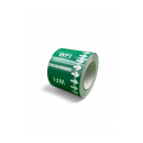 Rohrleitungskennzeichnung als Banderolen für Rohre unter 50 mm Ø mit Text WFI in grün weiß - 33 Meter Rollenlänge und 100 mm Bandbreite