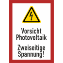 Aufkleber PV-Anlage zweiseitige Spannung  - 105 x 148 mm