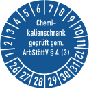 Prüfplaketten Chemikalienschrank geprüft...