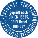 Prüfplaketten geprüft nach DIN EN 15635 DGUV...