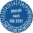 Prüfplaketten geprüft nach VDE 0701