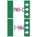 Rohrkennzeichnungsbänder nach DIN 2403 PWH-C für Kurzzeichen Trinkwasser Zirkulation warm für Trinkwasserleitungen - 80 mm Rollenbreite und 33 m Rollenlänge