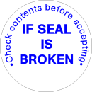 Runde experta-Sicherheitssiegel IF SEAL IS BROKEN in verschiedenden Variationen zu 100 Stück / VE 30 mm Ø Grund weiß - Text blau