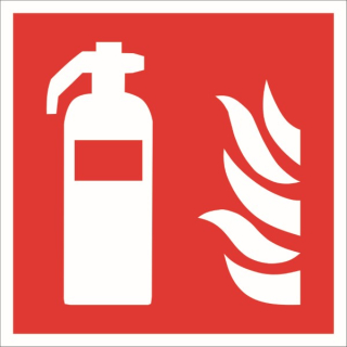 Langnachleuchtende Brandschutzkennzeichnung Feuerlöscher nach ASR A1.3 30x30 cm Folien-Schild selbstklebend