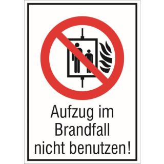 Langnachleuchtende Brandschutzkennzeichnung Verhalten im Brandfall 20x20 cm Folien-Schild selbstklebend