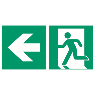 Langnachleuchtende Rettungswegkennzeichnung Notausgang links mit Richtungspfeil links