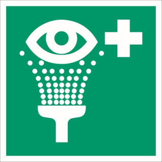 Langnachleuchtende Rettungswegkennzeichnung Augenspüleinrichtung
