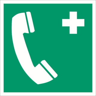 Langnachleuchtende Rettungswegkennzeichnung Notruftelefon 15x15 cm Folien-Schild selbstklebend