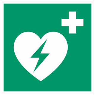 Langnachleuchtende Rettungswegkennzeichnung Automatisierter externer Defibrilator