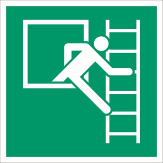 Rettungswegkennzeichnung Notausstieg mit Fluchtleiter rechts