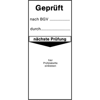 Grundetiketten "Geprüft BGV" ca. 42 x 92 mm ca. 110 Stück / Rolle