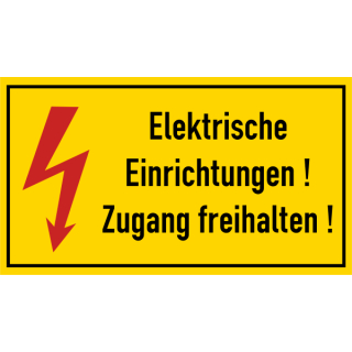 Selbstklebende Warnschilder elektrischer Spannung  Elektrische Einrichtungen ! Zugang freihalten ! in verschiedenen Ausführungen