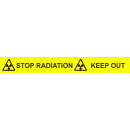 Gelbes Gewebeabsperrband  STOP RADIATION - KEEP OUT mit schwarzen Symbolen - 40 mm x 50 Meter
