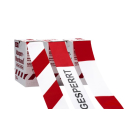 Rot weißes Absperrband (Flatterband)  beidseitig geblockt mit der Aufschrift GESPERRT bestehend aus einer grundwasserneutralen und umweltschonender Folie - 80 mm x 500 m