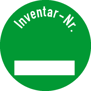 Inventar-Etiketten 30 mm Ø Inventar-Nr. mit transparenterer Schutzabdeckung zum selbst beschriften VE = 100 Stk in verschiedenen Variationen