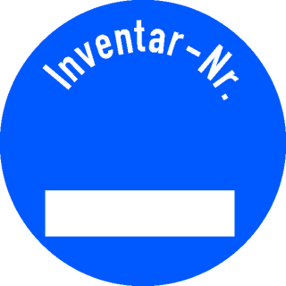 Inventar-Etiketten 30 mm Ø Inventar-Nr. mit transparenterer Schutzabdeckung zum selbst beschriften VE = 100 Stk in verschiedenen Variationen blau