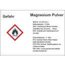 GHS-Gefahrstoffetiketten mit H- und P-Sätzen für Magnesiumpulver selbstklebend zu 20 Stück/VE - Folie mit transparenter Schutzabdeckung  148 x 210 mm