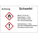 GHS-Gefahrstoffetiketten mit H- und P-Sätzen für Schwefel selbstklebend zu 10 Stück/VE in verschiedenen Variationen erhältlich